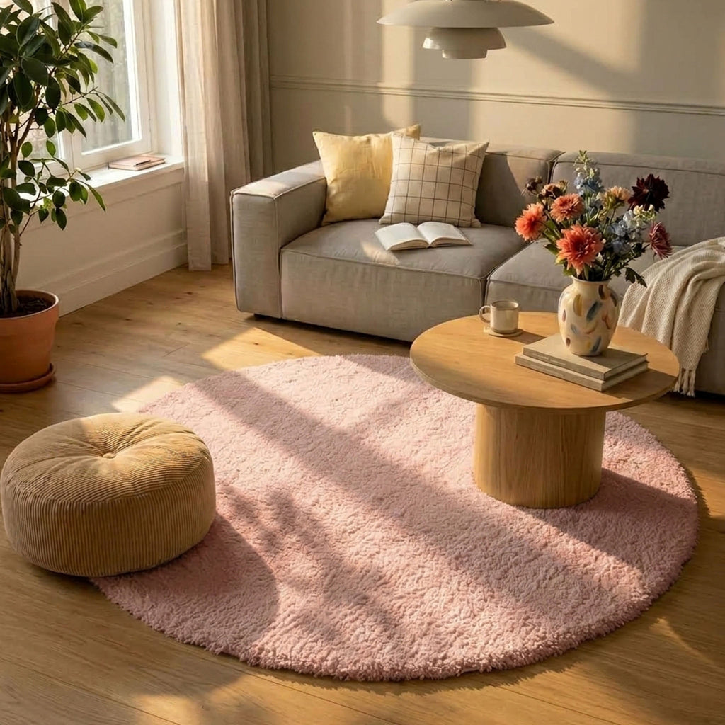Weicher runder Teppich – Teddy Rosa – Volero