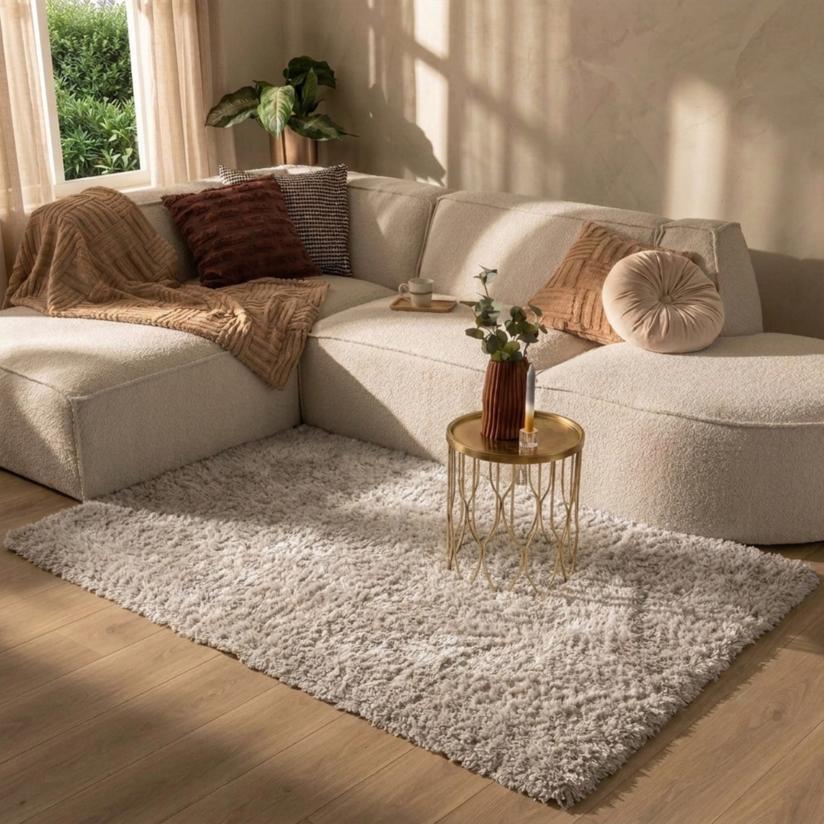 Shaggy Teppich - Blaze Beige Grau