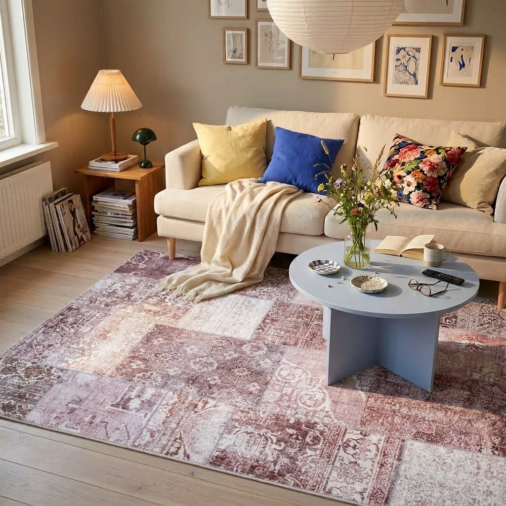 Patchwork Teppich - Lago Rot Rosa