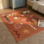 Waschbarer Kinderteppich - Billy Shapes Terrakotta