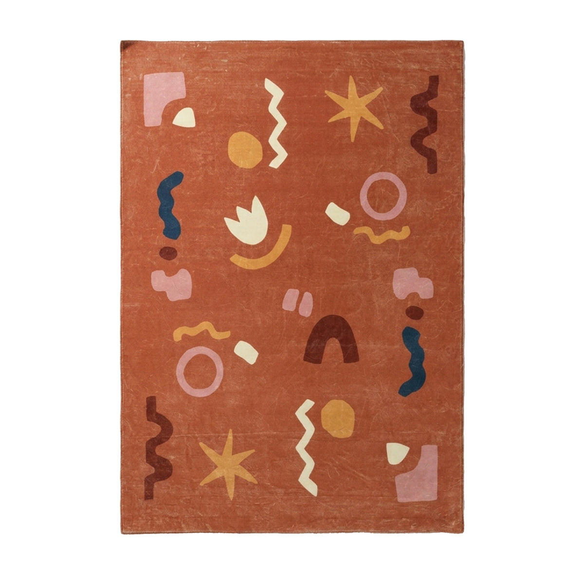 Washable children’s rug - Billy Shapes Terracotta