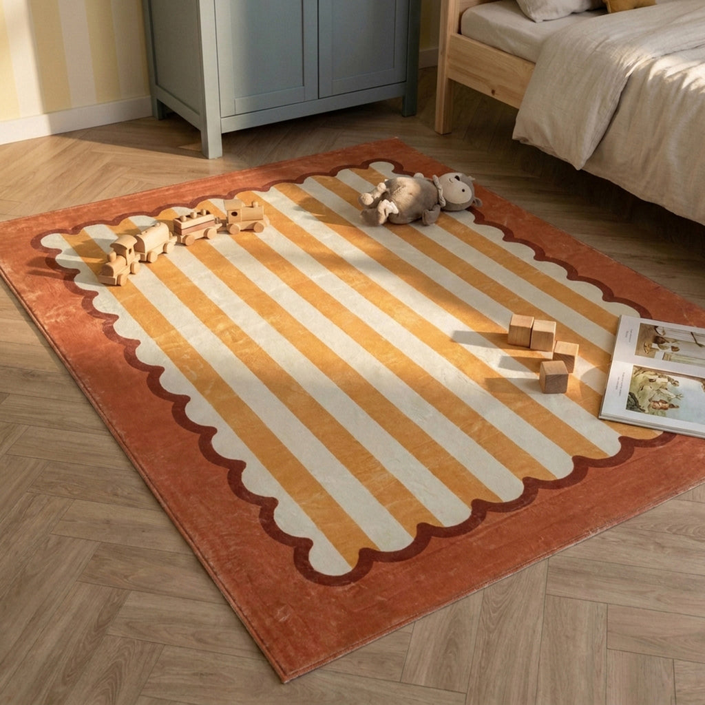 Washable children’s rug - Billy Stripes Terracotta