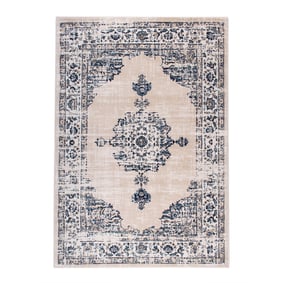 Teppich Vintage - Deep Medaillon Weiß Blau - sfeer