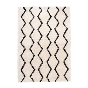 Teppich Hochflor - Grand Moves Creme Schwarz - sfeer