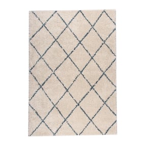 Teppich Hochflor - Grand Lines Creme Blau - sfeer