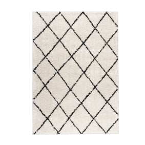 Teppich Hochflor - Grand Lines Creme Schwarz - sfeer