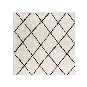 Teppich Hochflor Quadrat - Grand Lines Creme Schwarz - sfeer