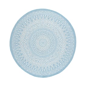 In- & Outdoor Teppich Rund - Summer Azteca Hellblau - sfeer