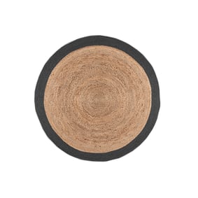 Jute Teppich Rund - Fair Natur Schwarz - sfeer