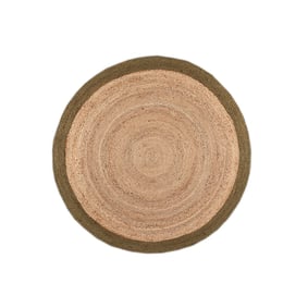 Jute Teppich Rund - Fair Natur Grün - sfeer