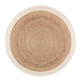Jute Teppich Rund - Fair Natur Weiß - sfeer