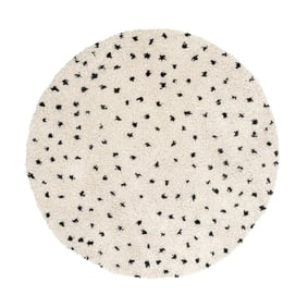 Teppich Hochflor Rund - Grand Dots Creme Schwarz - product