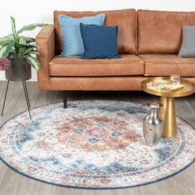 Teppich Vintage Rund - Azara Hellblau