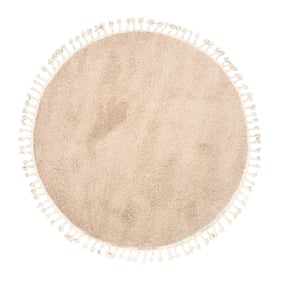 Teppich Hochflor Rund - Lofty Fringe Beige - sfeer
