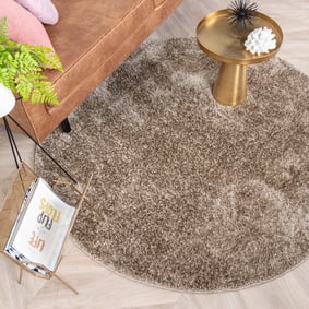 Hochflor Teppich Rund - Glazy Taupe Braun - product