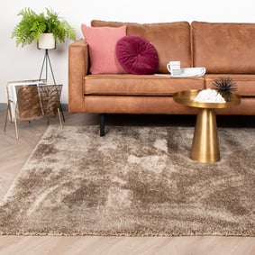 Hochflor Teppich - Glazy Taupe Braun