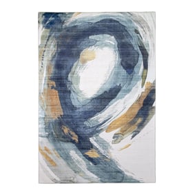 Moderner Teppich - Strong Brush Blau Gelb - sfeer