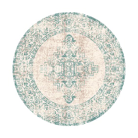 Teppich Vintage Rund - Spring Ethnic Creme Grün - sfeer
