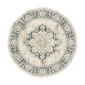 Teppich Vintage Rund - Spring Medaillon Creme Grün - sfeer