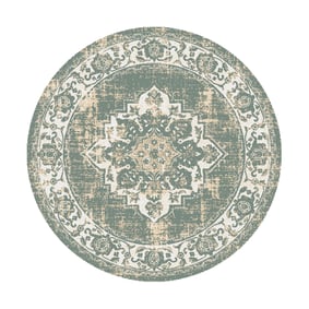 Teppich Vintage Rund - Spring Medaillon Grün Creme - sfeer