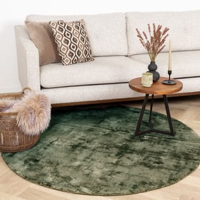 Viskose Teppich Rund - Pearl Dunkelgrün 