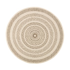 In- & Outdoor Jute Teppich Rund - Nomad Aztec Creme - product