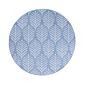 In- & Outdoor Teppich Rund - Summer Leaves Blau - sfeer