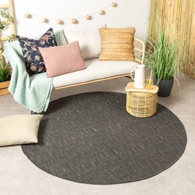 In-& Outdoor Teppich Rund - Malta Melange Schwarz