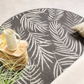 In-& Outdoor Teppich Rund - Malta Leaves Schwarz - product