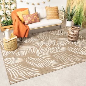 In-& Outdoor Teppich - Malta Leaves Beige