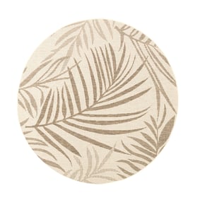 In- & Outdoor Jute Teppich Rund - Nomad Leaves Creme - sfeer
