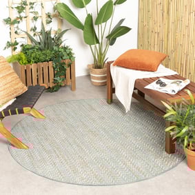 In- & Outdoor Teppich Rund - Playa Aztec Grün 