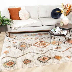 Hochflor Teppich - Blend Aztec Creme Bunt