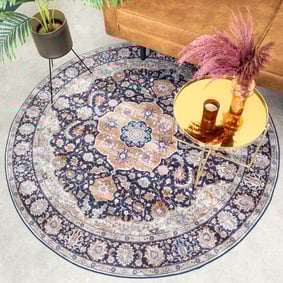 Teppich Vintage Rund - Imagine Medaillon Blau