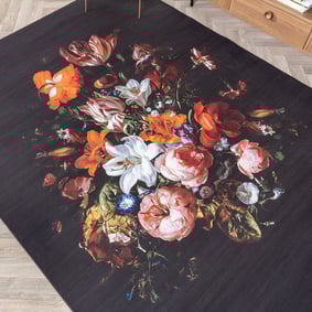 Teppich Floral - Florine Schwarz Orange - product