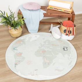 Kinderteppich Rund - Globe Mint