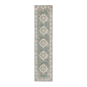 Vintage Läufer - Spring Medaillon Grün Creme - sfeer