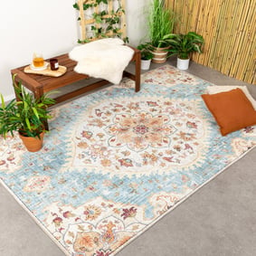 Vintage Gartenteppich - Santo Mandala Hellblau