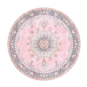 Teppich Vintage Rund - Lily Medaillon Rosa - sfeer