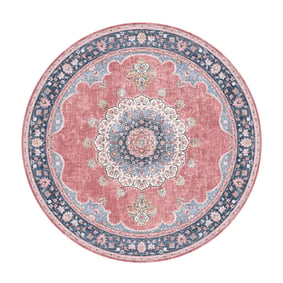 Teppich Vintage Rund - Lily Medaillon Rot Rosa - sfeer