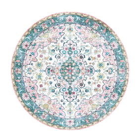 Teppich Vintage Rund - Lily Oriental Blau Rosa - sfeer