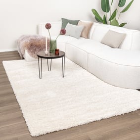 Waschbarer Hochflor Teppich - Tidy Weiss