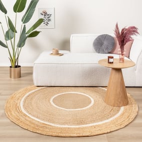 Jute Teppich Rund - Mirai Circle Weiss Natur