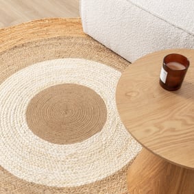 Jute Teppich Rund - Mirai Border Weiss Natur - product