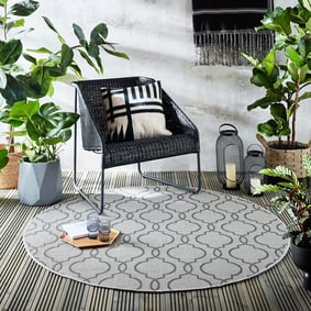 In - & Outdoor Teppich Rund - Floreno Milan Grau Anthrazit
