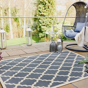 Outdoor Teppich Retro - Floreno Padua Beige Antrazit