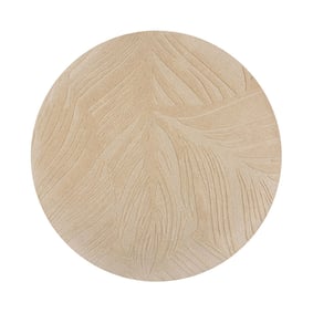 Moderner Teppich Rund - Solacio Leaves Beige - sfeer