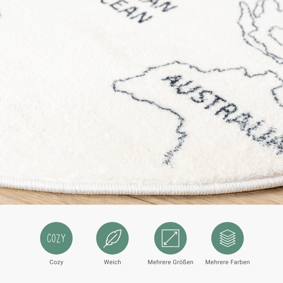 Kinderteppich Rund - Globe Creme - product