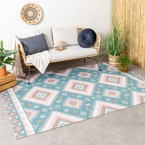 Outdoor Teppich Boho - Vedra Aztec Blau