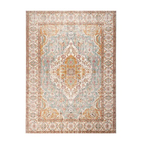 Vintage Teppich - Thirza Medaillon Hellblau Bunt - sfeer